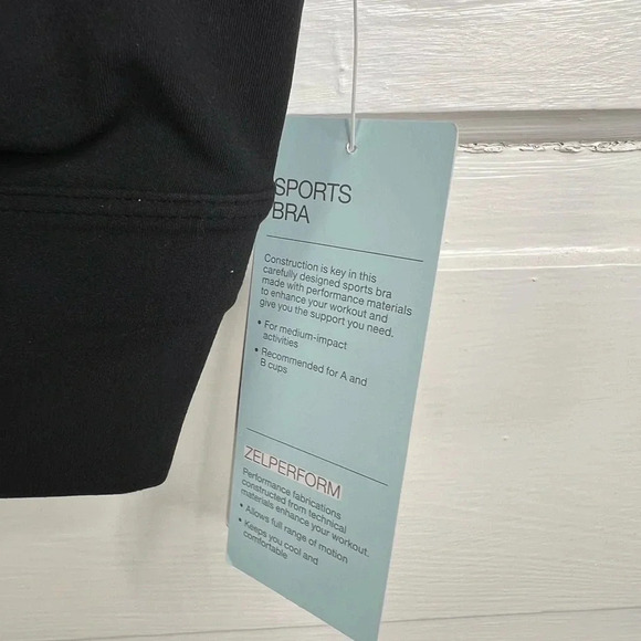 Zella Women's Black Ruched Racerback Sports Bra Size S Medium Support New - Picture 5 of 10